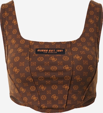 GUESS Bralette Sports Bra in Brown: front