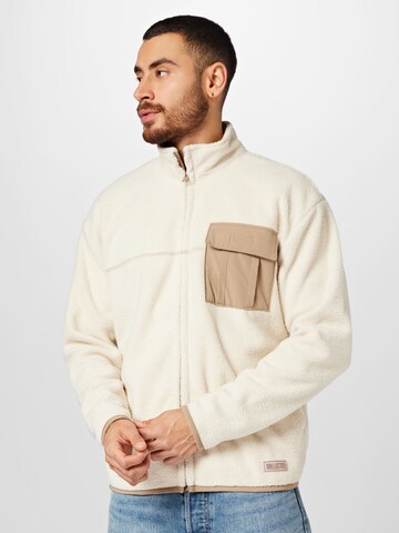 HOLLISTER Fleece jas 'EXTERIOR' in Beige: voorkant