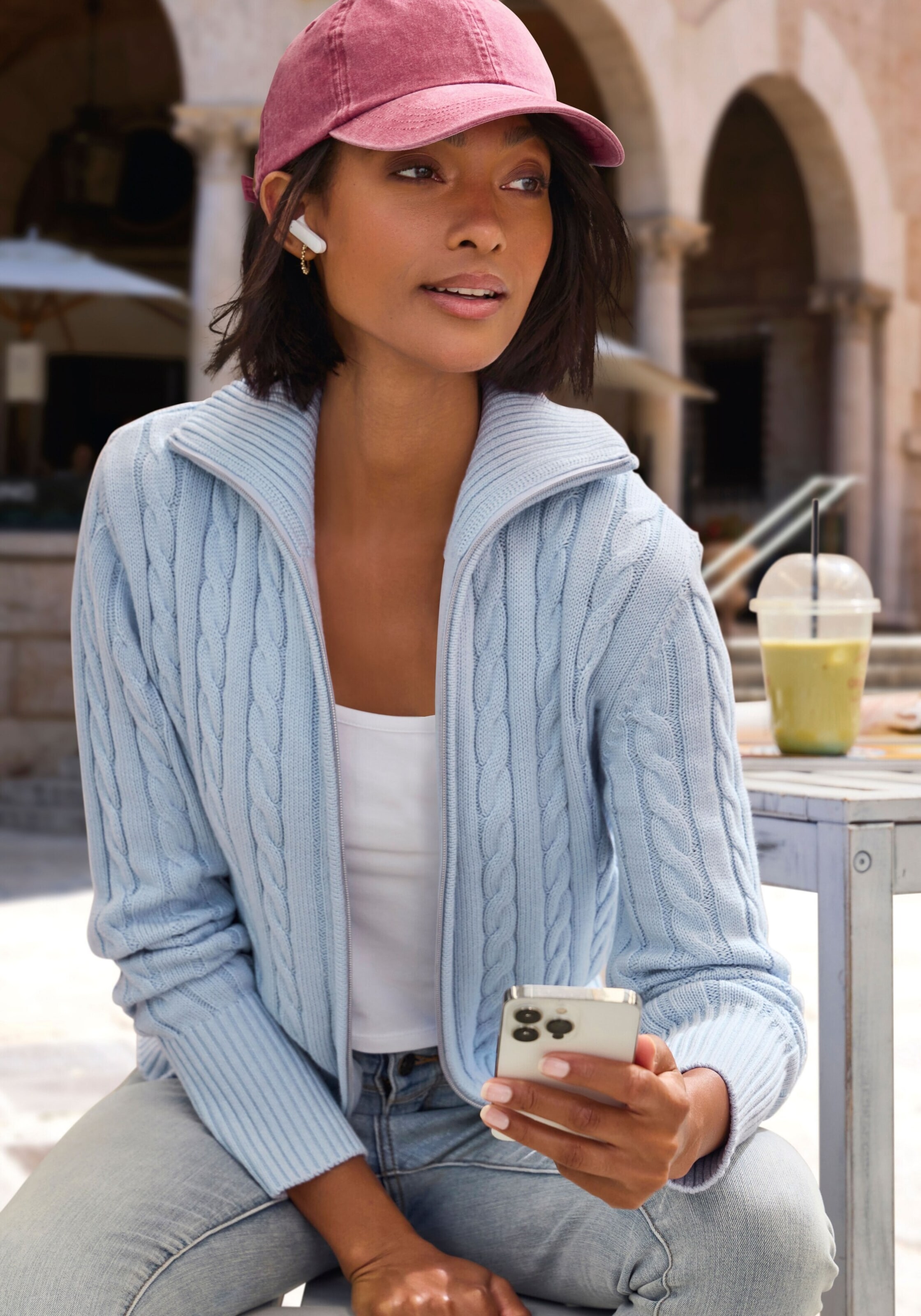 LASCANA Knit Cardigan in Light Blue | ABOUT YOU