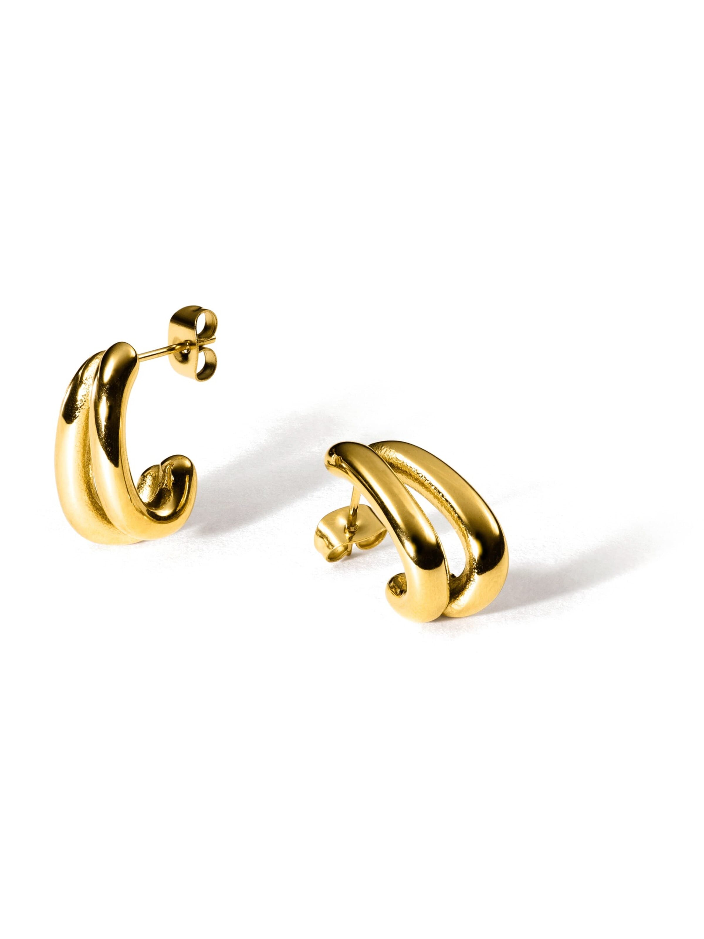 hiBALI Earrings 'Double Wavys' in Gold: front