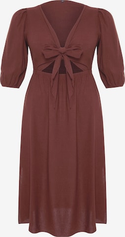 Trendyol CurveLjetna haljina - smeđa boja: prednji dio