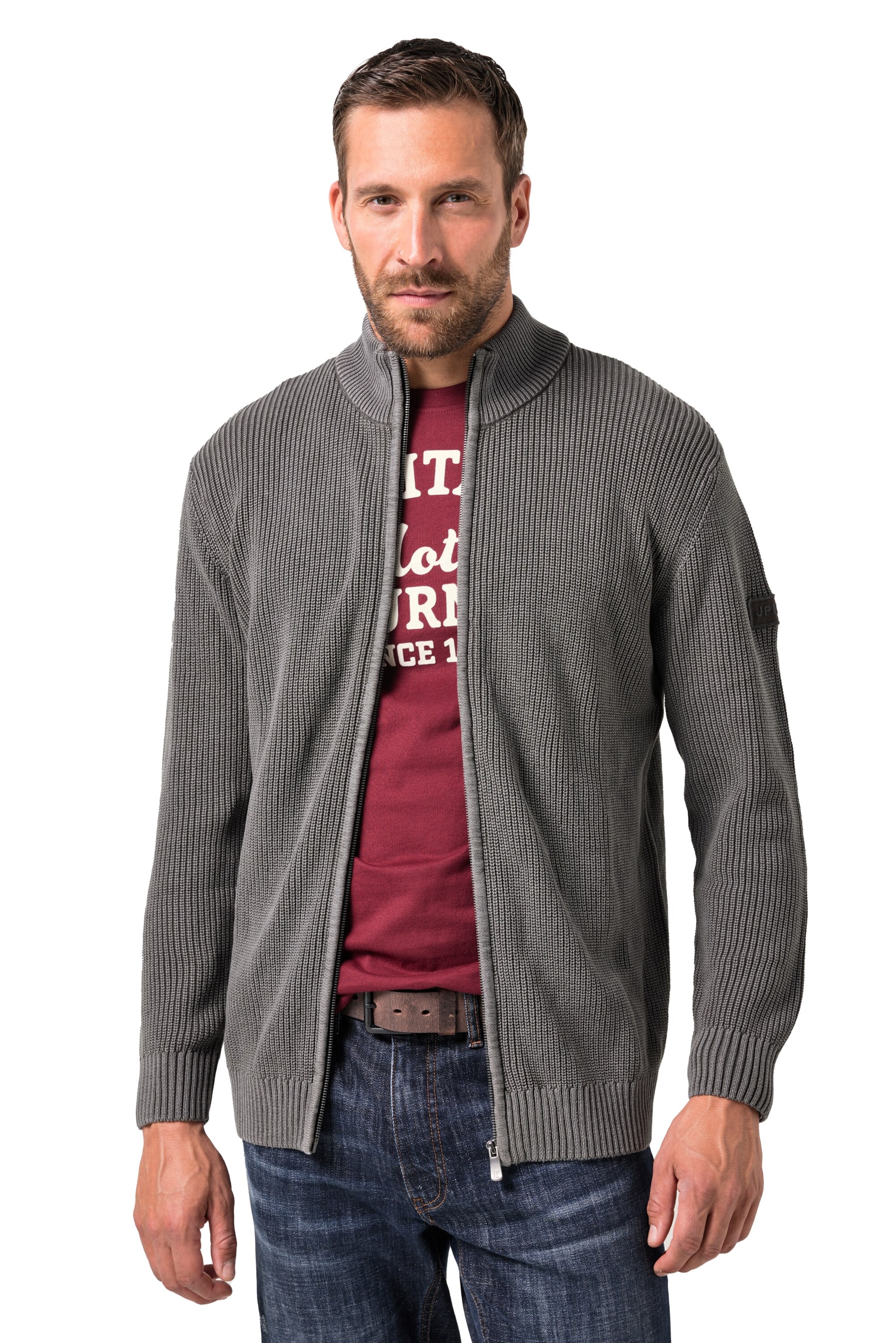 JP1880 Knit cardigan in Grey: front