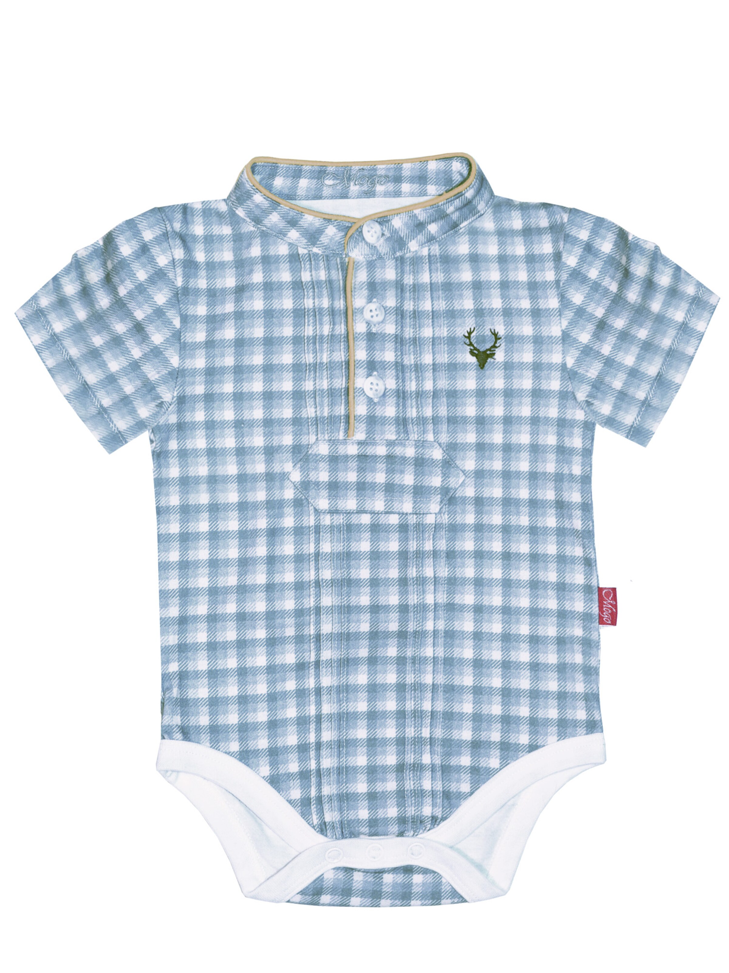 Mogo Strampler/Body 'Raucheck'‌‌‌‌ in Blau: Vorderseite