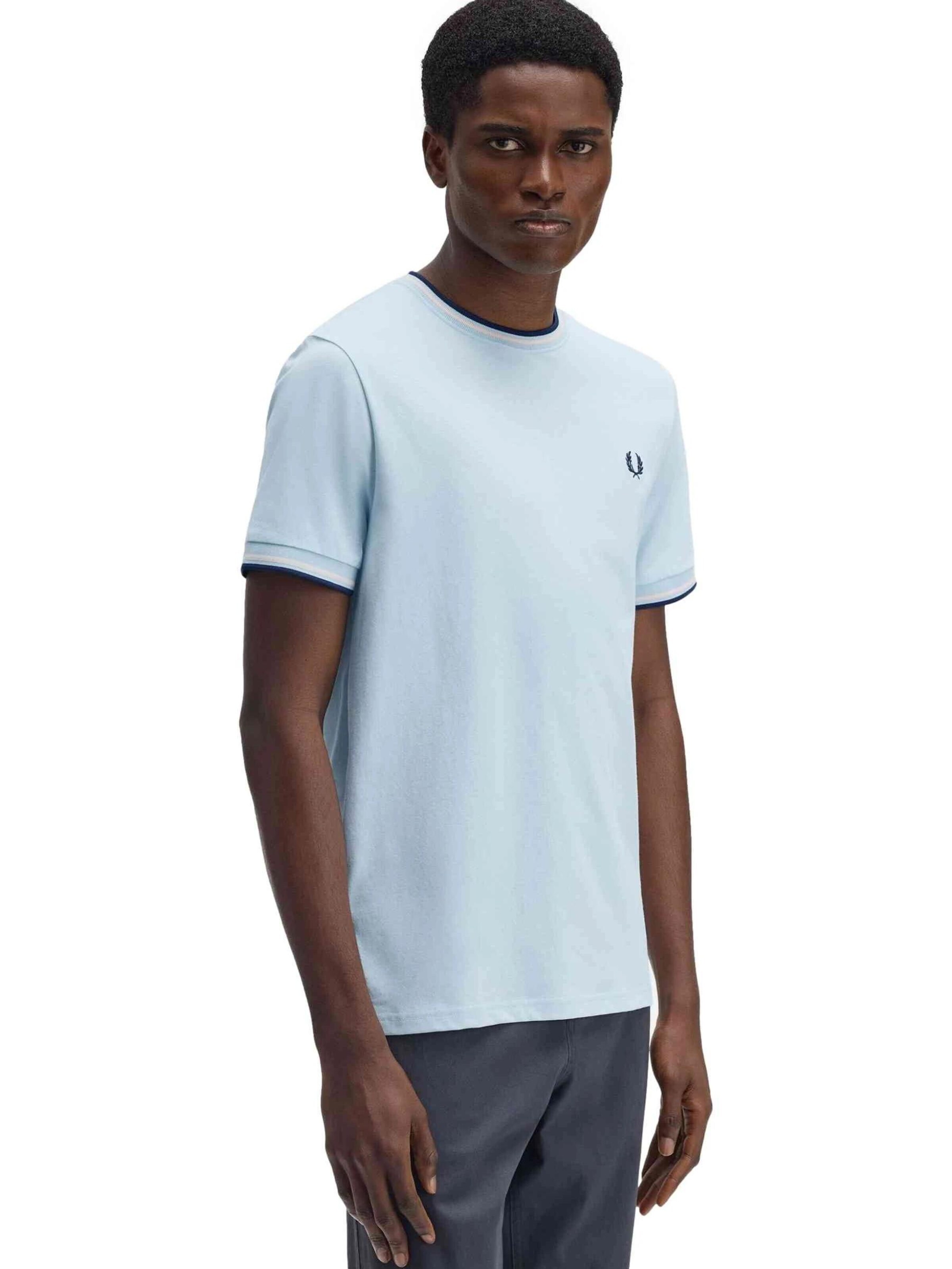 T-Shirt 'Cmaiseta fred perry celeste contrast ribeted tee' Fred Perry en bleu