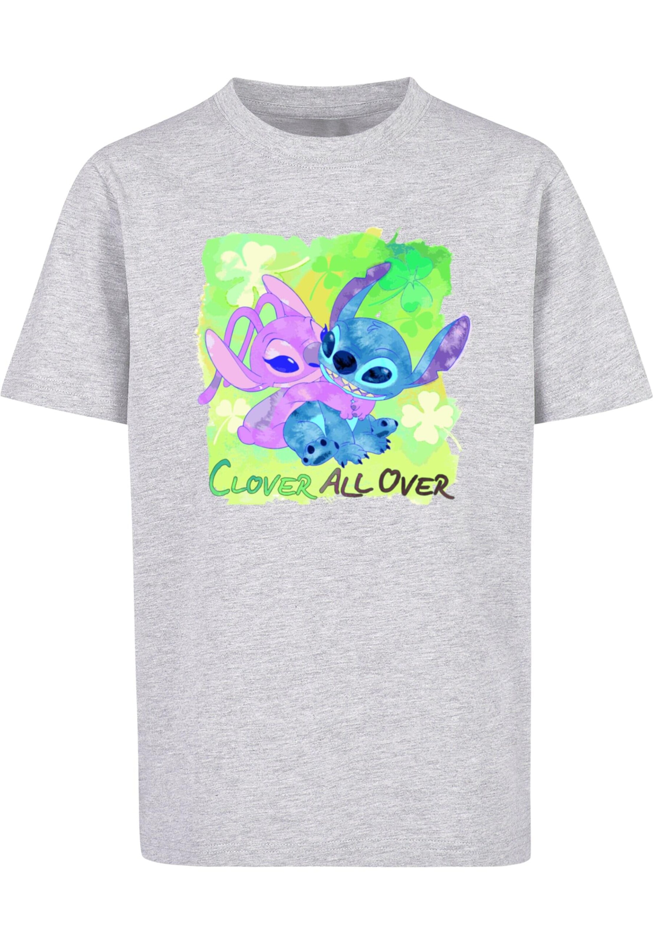ABSOLUTE CULT T-Shirt 'Lilo and Stitch - St Patrick's Day Clover' in Grau: Vorderseite