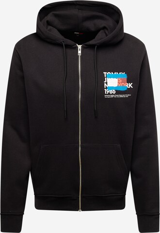 Tommy Jeans Zip-Up Hoodie in Black: front