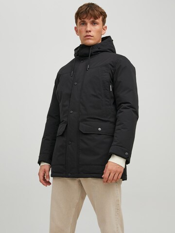 JACK & JONES Winterparka 'Winner' in Zwart: voorkant