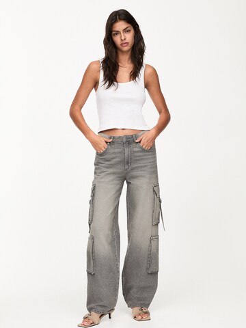 Pull&Bear Wide leg Cargo jeans in Grey