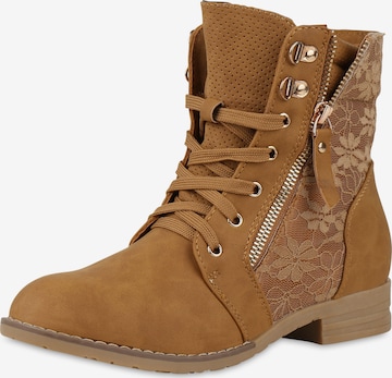 Van Hill Schnürstiefelette 'Paisley' in Braun: Vorderseite