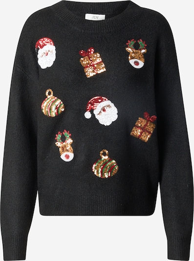 JDY Pullover 'JDYSANTA' in gold / grün / dunkelrot / schwarz, Produktansicht