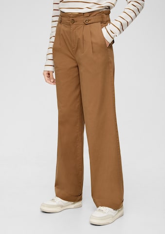 s.Oliver Wide leg Pleat-Front Pants in Brown