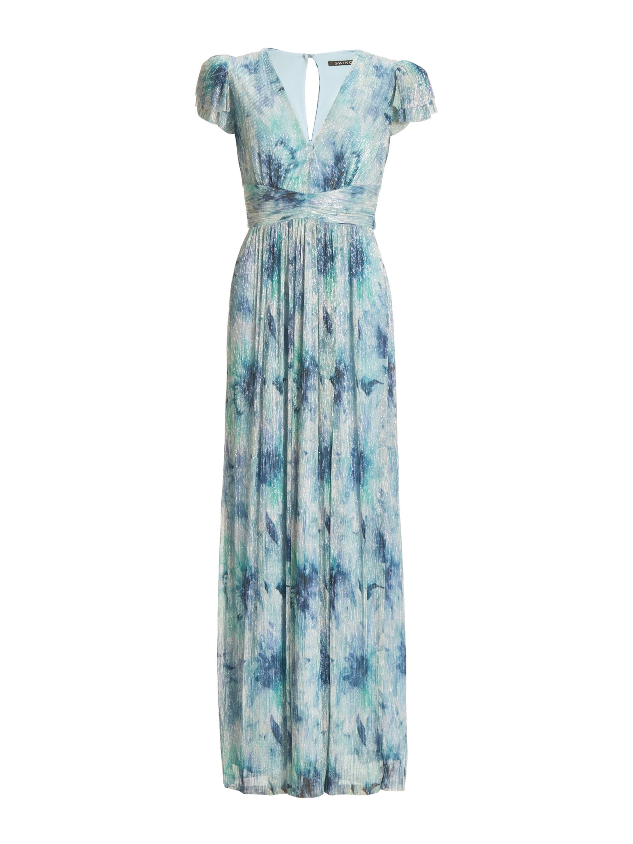 Rochie de seară pe 34 SWING pe turcoaz / albastru pastel / albastru închis / argintiu, Vizualizare produs