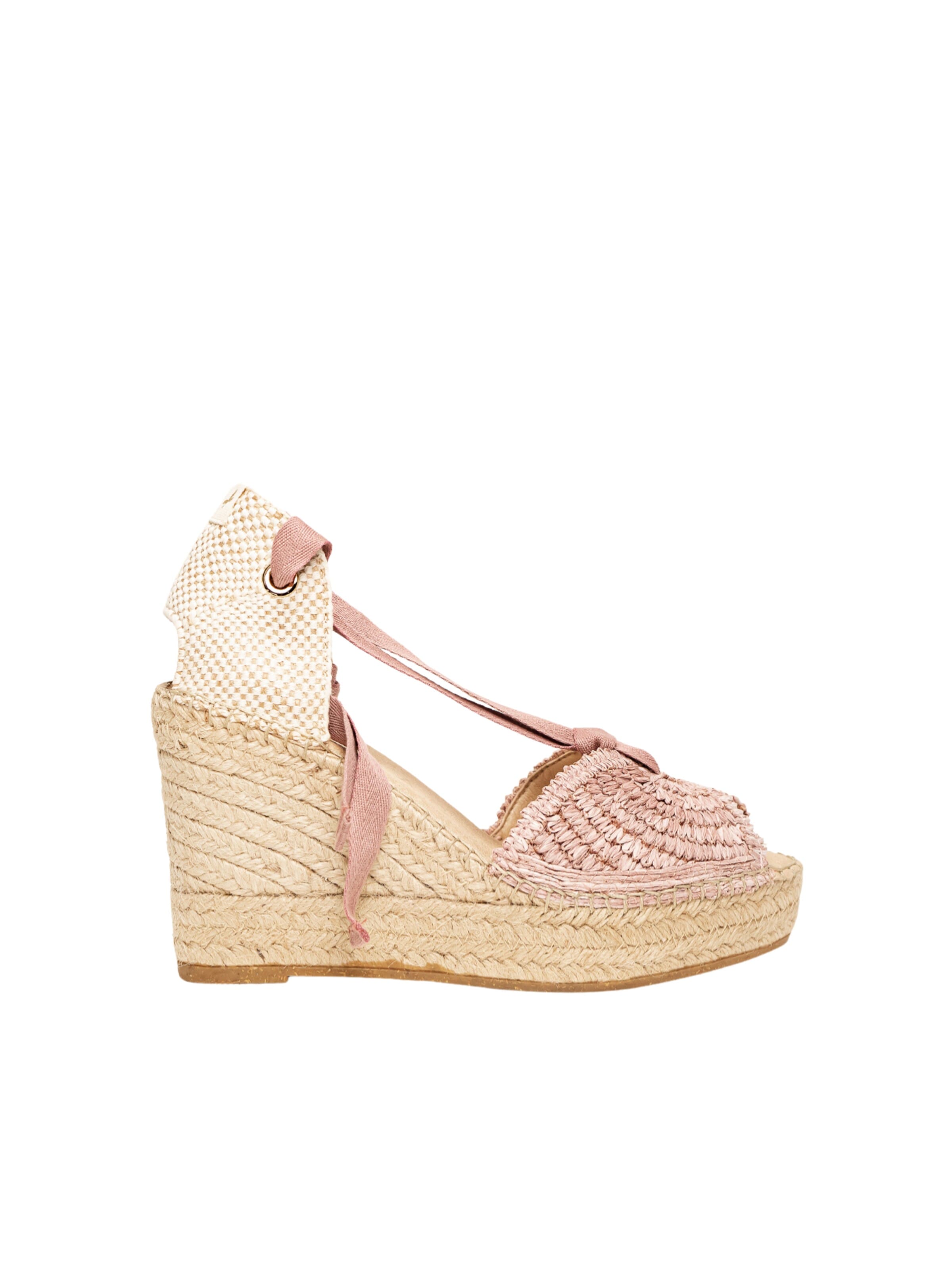 Alhamas Sandal 'Alpargata Cuña 10 cm' in Pink: front