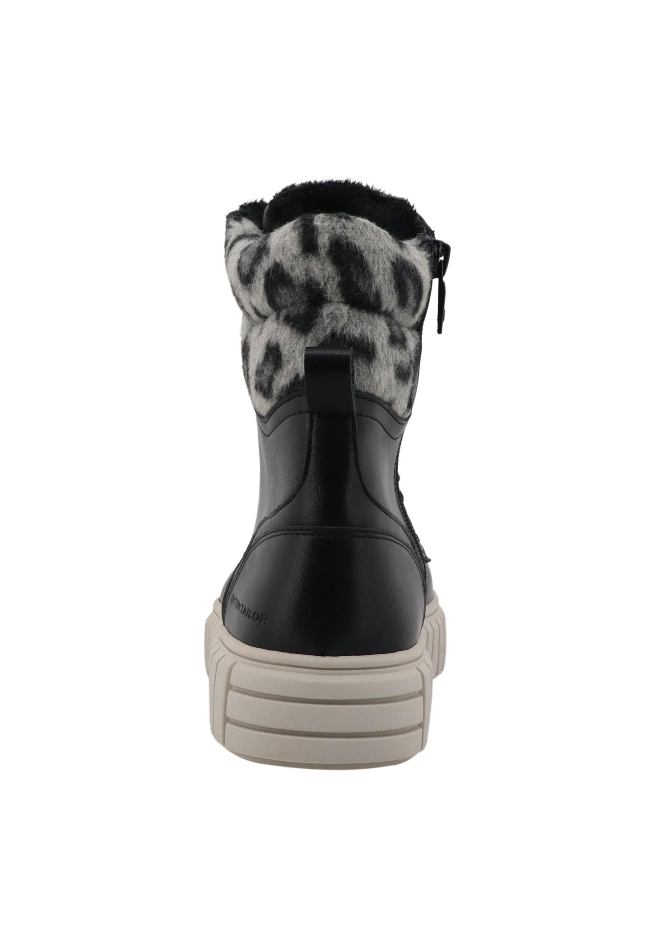 TOM TAILOR Schnürstiefelette in Schwarz