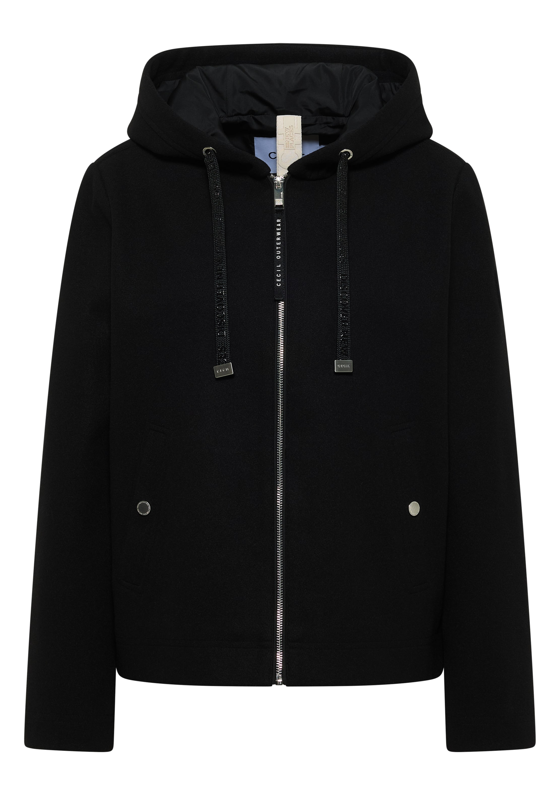 CECIL Sweatjacke in Schwarz: Vorderseite