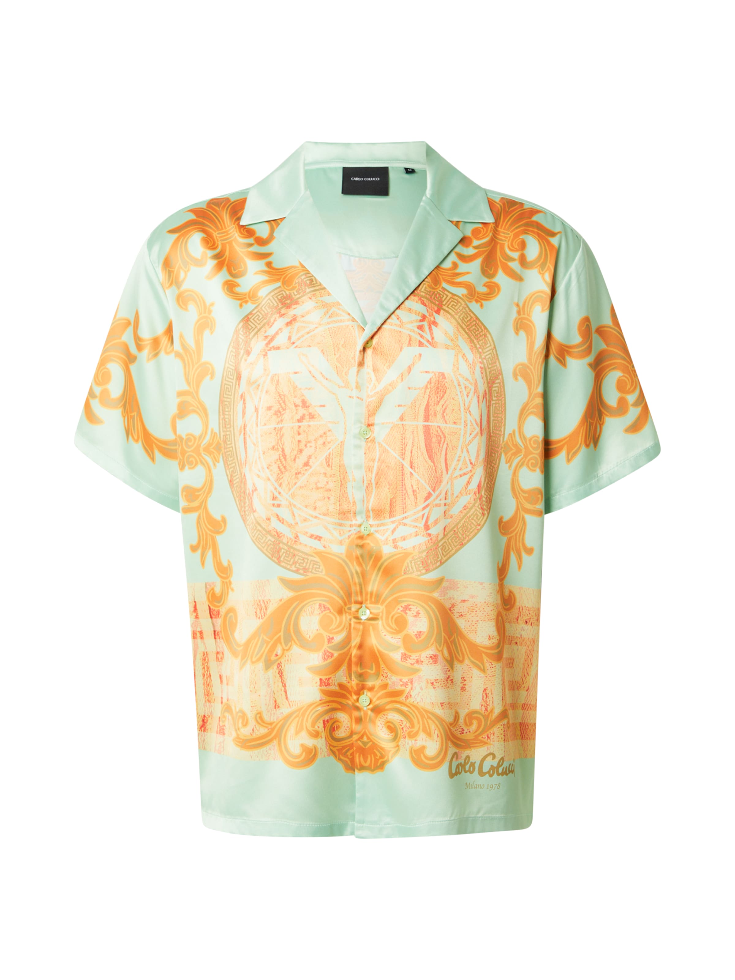 Carlo Colucci Comfort fit Overhemd in Groen: voorkant