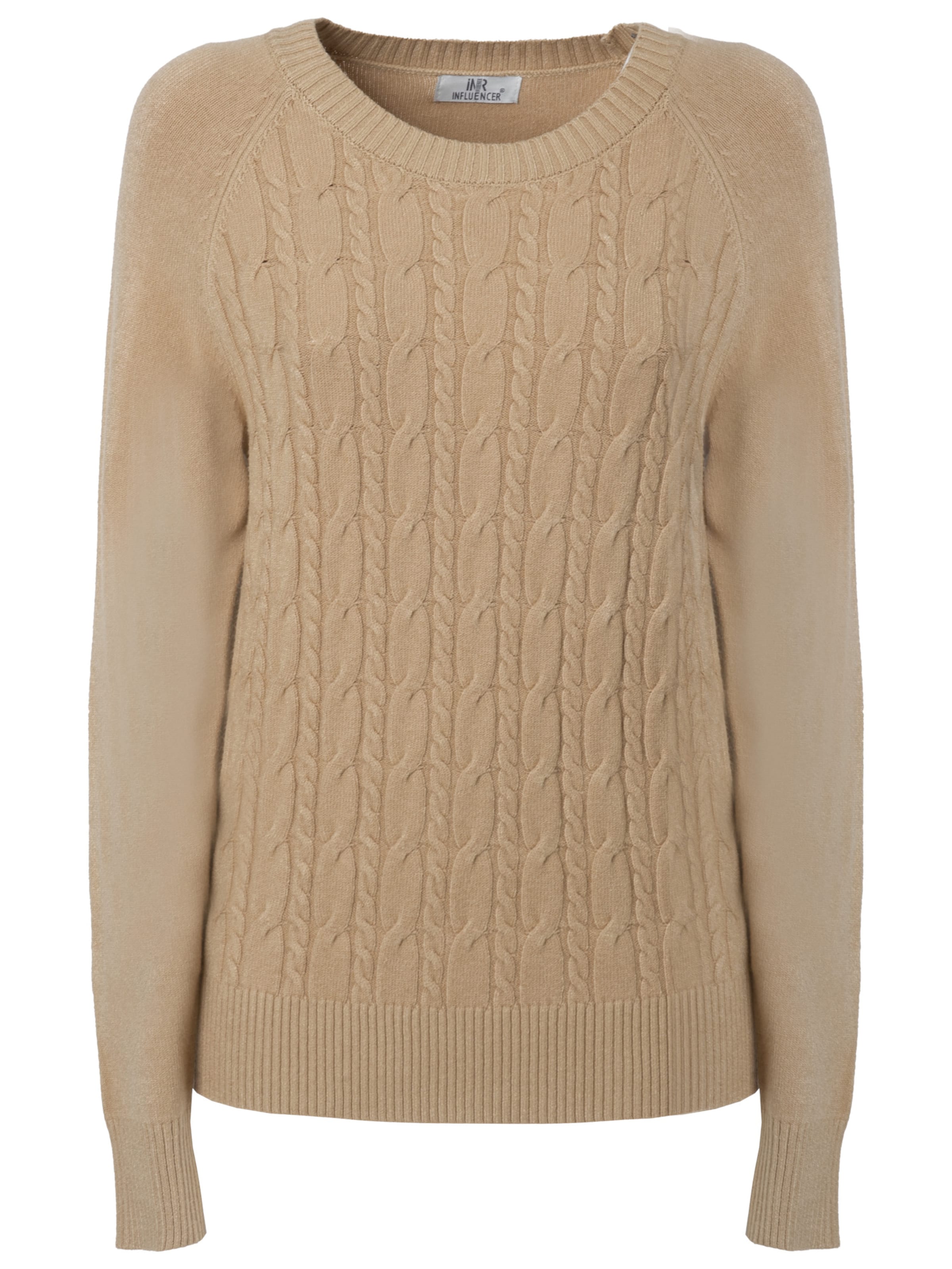 Influencer Pullover 'Cable' in Beige: Vorderseite