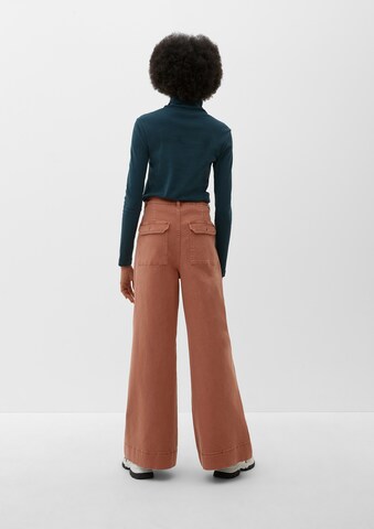 QS Wide Leg Jeans in Braun