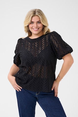 KAFFE CURVE Blouse in Zwart: voorkant