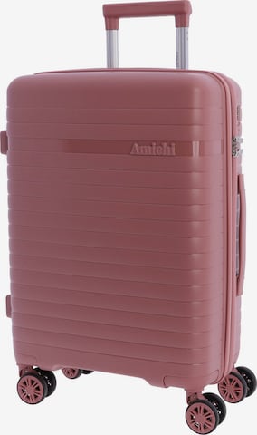 Amichi - Carrito 'AMICHI - Maleta Cabina 55x40x20- Maletas de Viaje - Maletas de Viaje Cabina Apta para Ryannair- Trolley Equipaje para Avion Resistente con 4 Ruedas de 360º y candado TSA' en rosa: frente