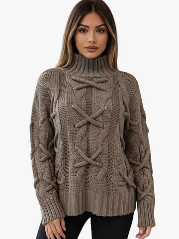 Worldclassca Knit Cardigan 'Strick Pullover mit Stehkragen' in Grey: front