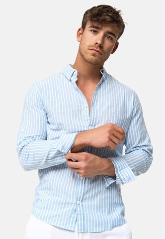 INDICODE JEANS Regular fit Button Up Shirt 'Brayden' in Blue