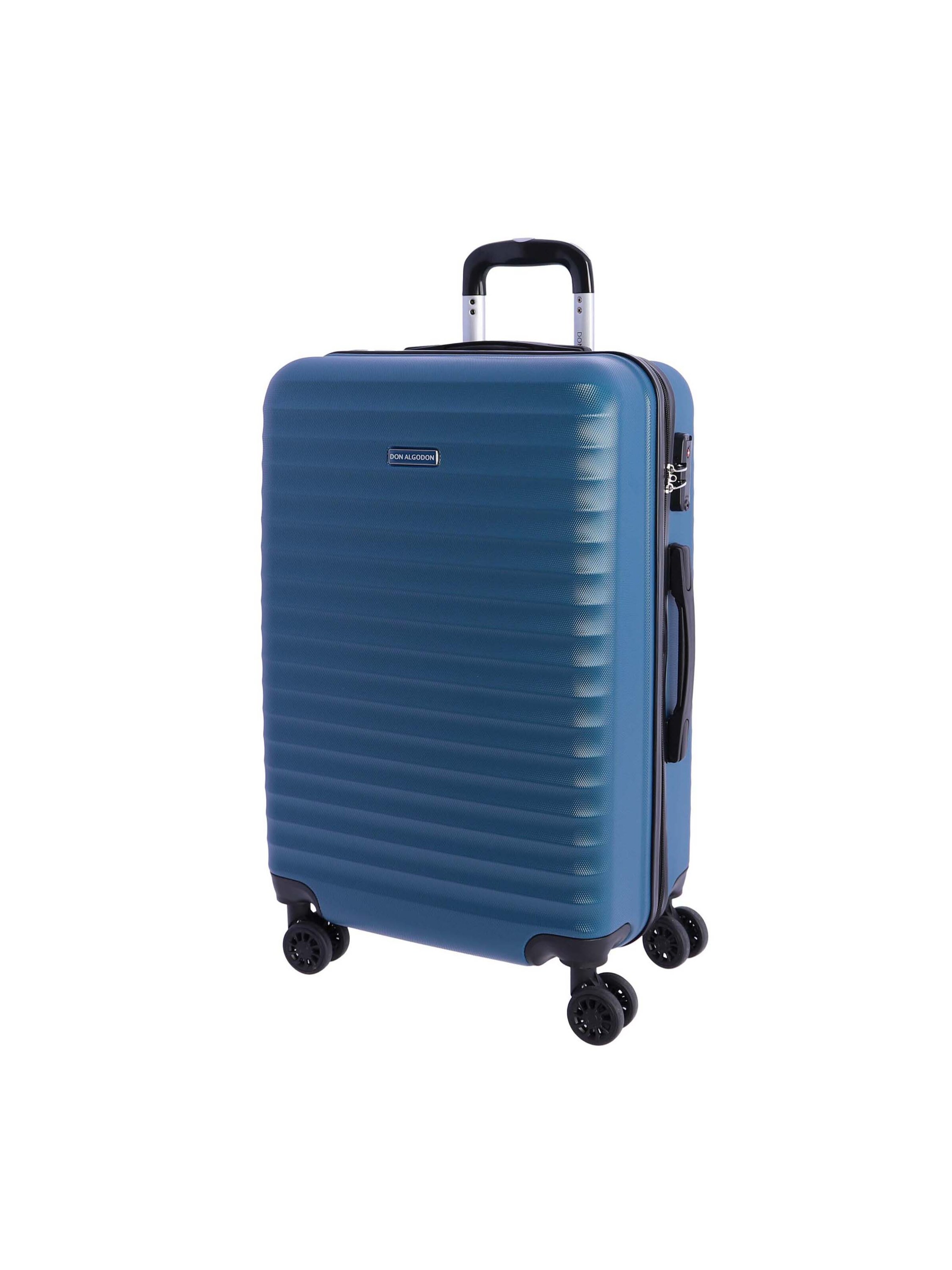 Don Algodon - Carrito 'DON ALGODON Maleta Mediana 23 kg | Maleta de Viaje Rígida con 4 Ruedas Dobles 360º, Candado TSA y Asa Telescópica | Equipaje Resistente al Agua para Viajes en Avión' en azul: frente