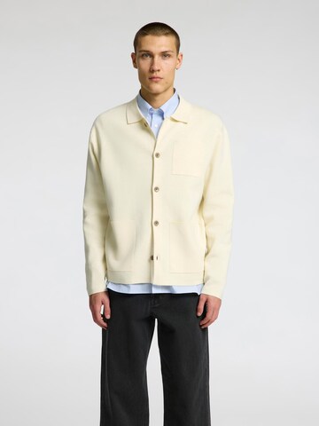 SELECTED HOMME Knit cardigan in White: front