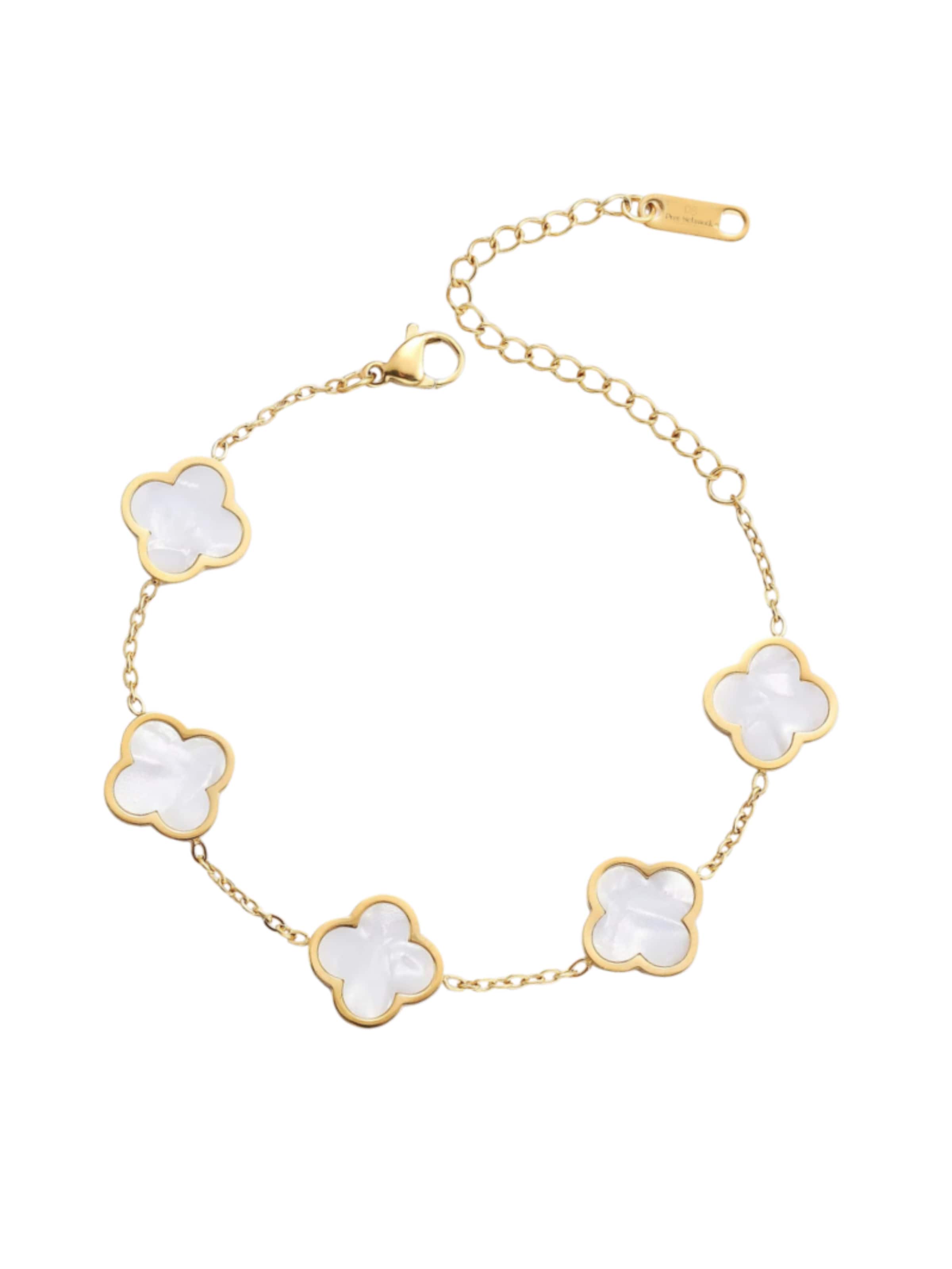 Pure Schmuck Armband 'Clover Perlmutt'‌‌‌‌‌‌‌‌ in Gold: Vorderseite