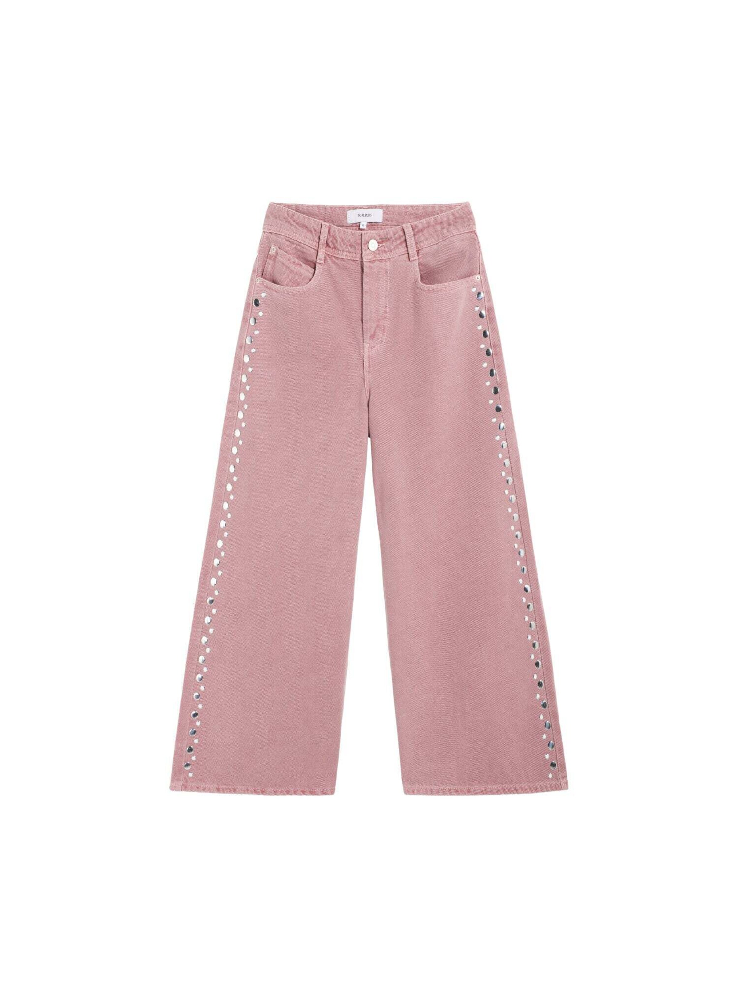 Scalpers Широкий Джинсы в Ярко-розовый: спереди