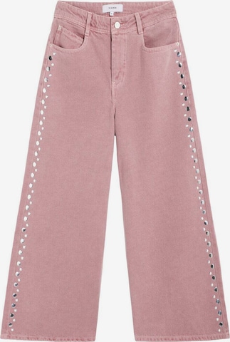 ScalpersWide Leg/ Široke nogavice Traperice - roza boja: prednji dio