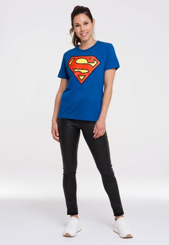 LOGOSHIRT Shirt 'DC - Superman Logo Clean' in Blauw
