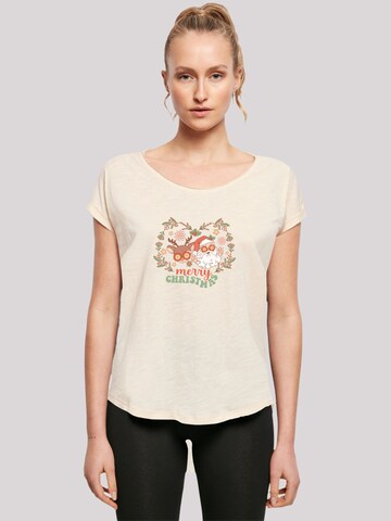 F4NT4STIC Shirt 'Christmas Hippie Santa And Reindeer' in Beige: front