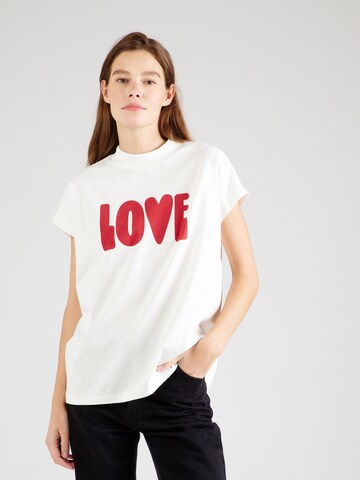 Thinking MU Shirt 'LOVE VOLTA' in Wit: voorkant