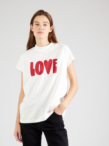 Thinking MU T-shirt 'LOVE VOLTA' i vit: framsida