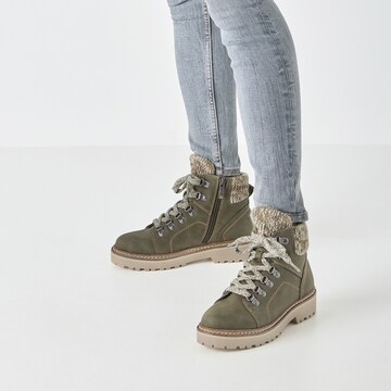 Tamaris Lace-Up Ankle Boots in Green