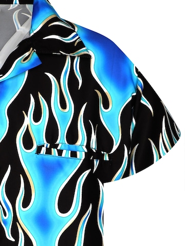 King Kameha Shirt 'Flames Wild' in Blue