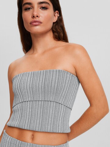 Bershka Knitted Top in Silver