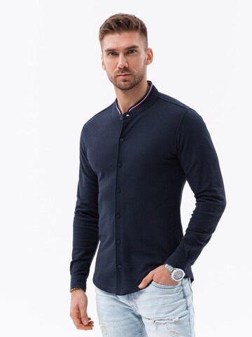 Ombre Slim fit Button Up Shirt 'K542' in Blue: front