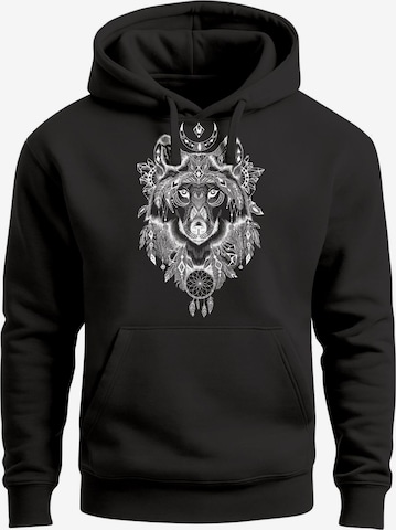 Neverless Sweatshirt 'Boho Wolf' in Black: front