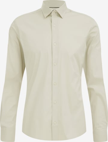 WE Fashion Slim fit Button Up Shirt in Green: front