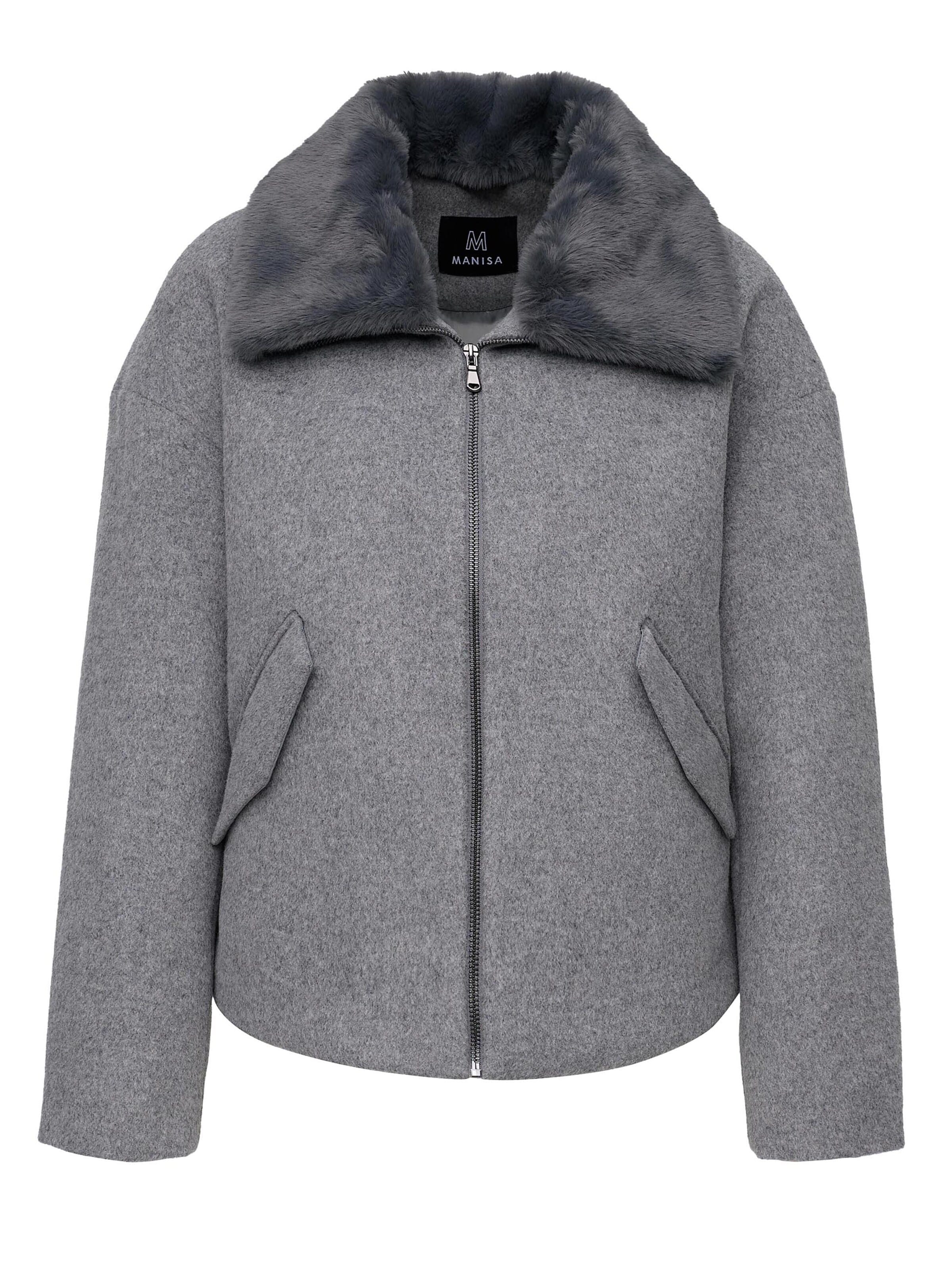 MANISA Between-Season Jacket 'Wolljacke' in Grey: front