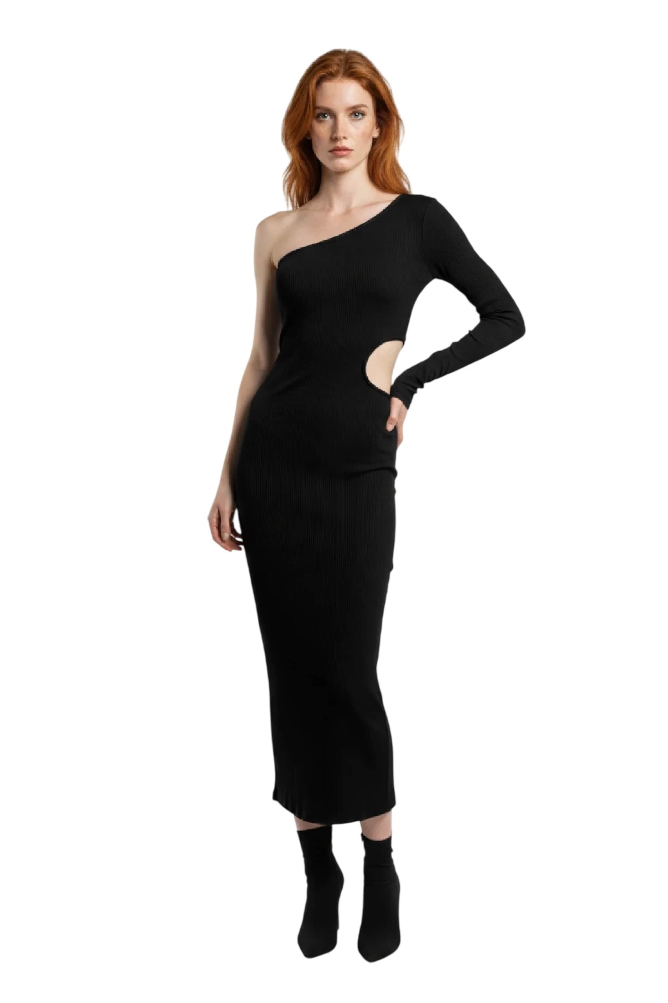 Alexa Dash Jurk in Zwart: voorkant