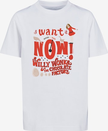 ABSOLUTE CULT Shirt 'Willy Wonka - Verruca Salt I Want It Now' in White: front