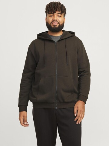 Jack & Jones Plus Sweatjacka 'JJEBRADLEY' i brun: framsida