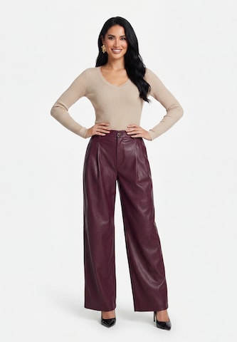 Wide Leg Pantalon à pince faina en rouge
