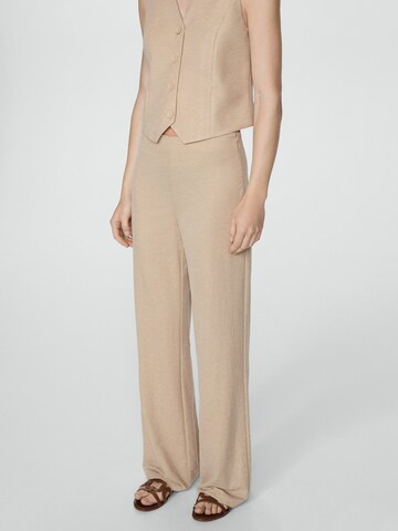 MANGO Wide leg Broek 'PEACH' in Beige: voorkant