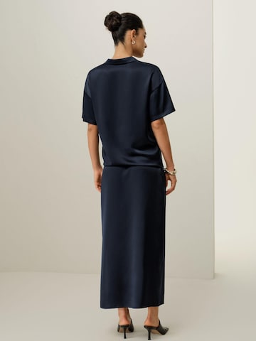 Lilysilk Bluse 'Waschbare Seiden-Charmeuse Polo-Oberteil'‌‌ in Blau