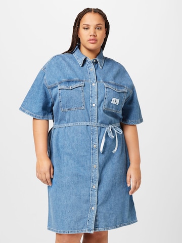 Calvin Klein Jeans Curve Shirt dress in Blue: front