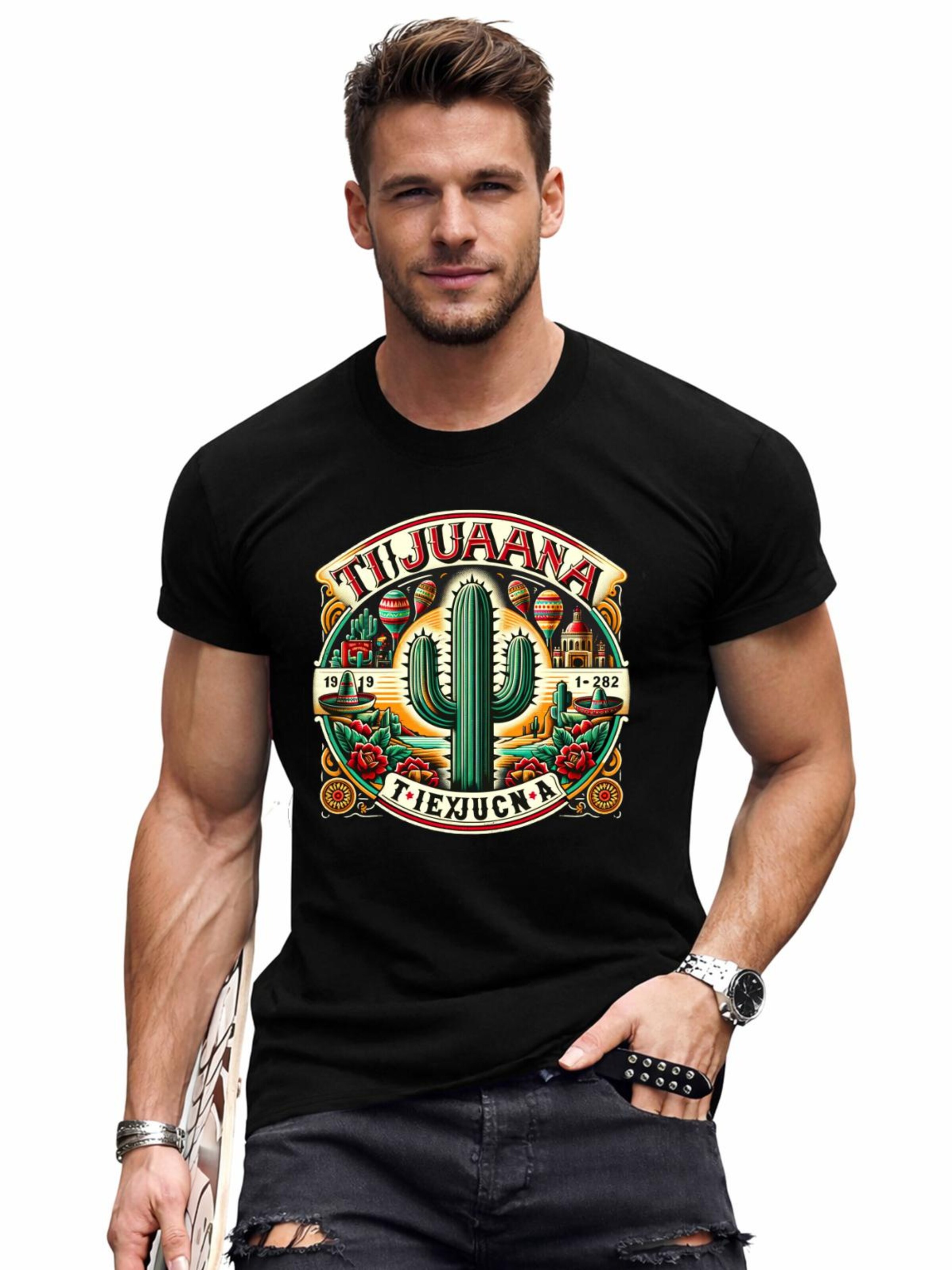 RMK Shirt 'Mexico Tijuana'‌‌ in Schwarz